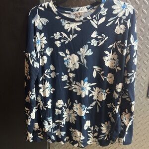 Como Vintage Navy Floral Blouse